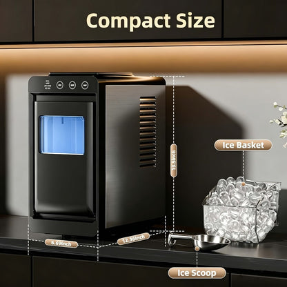 Countertop Ice Maker – 26 Lbs in 24 Hours, Selectable Ice Size, Internal Lighting, Self-Cleaning Portable Ice Machine with Basket & Scoop