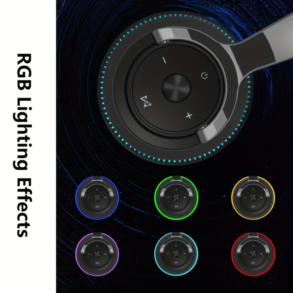 Foldable Wireless Over-Ear Headphones with FM Radio, TF Card, LED Accent Lights, 3.5mm AUX and Four Colors