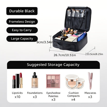 Makeup Bag Fabric Travel Case with Easy-Clean Lining and Top Handle for Travel, Vanity and Everyday Beauty Storage