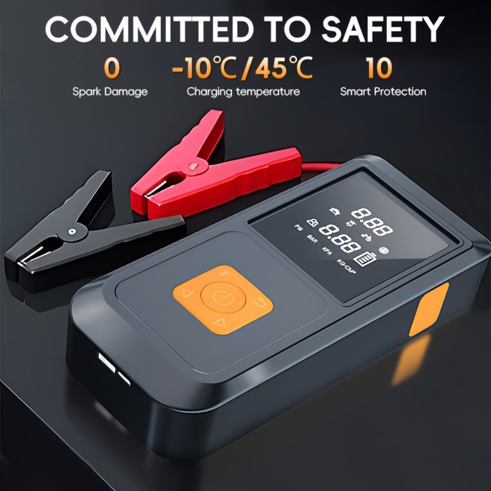 Portable Tire Inflator 150PSI 6000mAh – Digital Display Air Pump with USB Type-C Charging, Dual Safety Protection, LED Light for Car, Bike