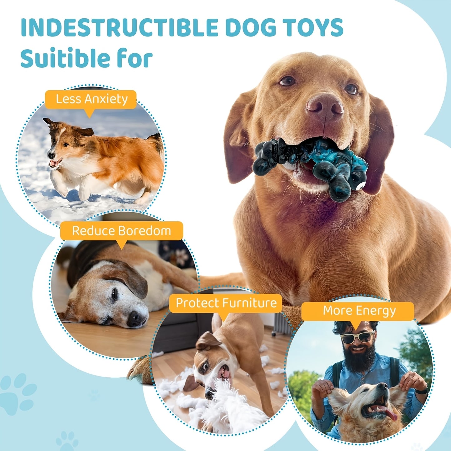 Interactive Dog Chew Toy Indestructible Nylon Bone for Aggressive Chewers – Bacon Flavor Durable Chew Toy for Large Medium Heavy Dogs