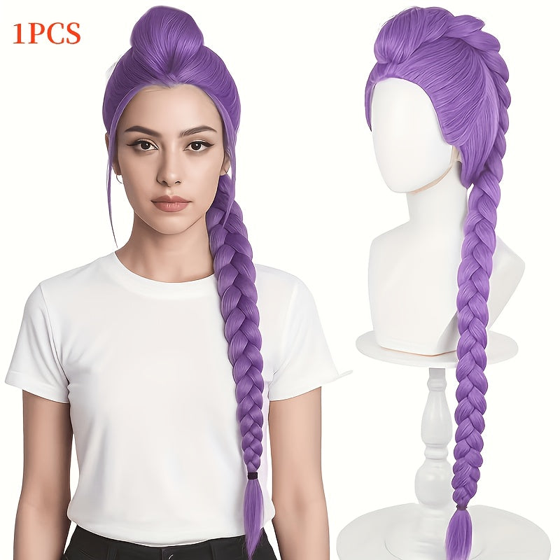 K-Pop Cosplay Wig Long Straight 30 Inch – Korean Idol Costume Hair for Halloween, Anime Convention & K-Drama Character Dress Up, Rose Red