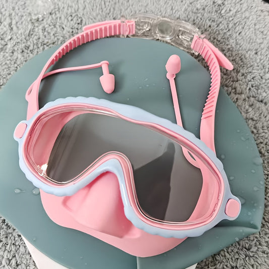 Oversized Swimming Goggles with Single-Lens Mask Frame, Adjustable Strap and Pink or Blue Color Options