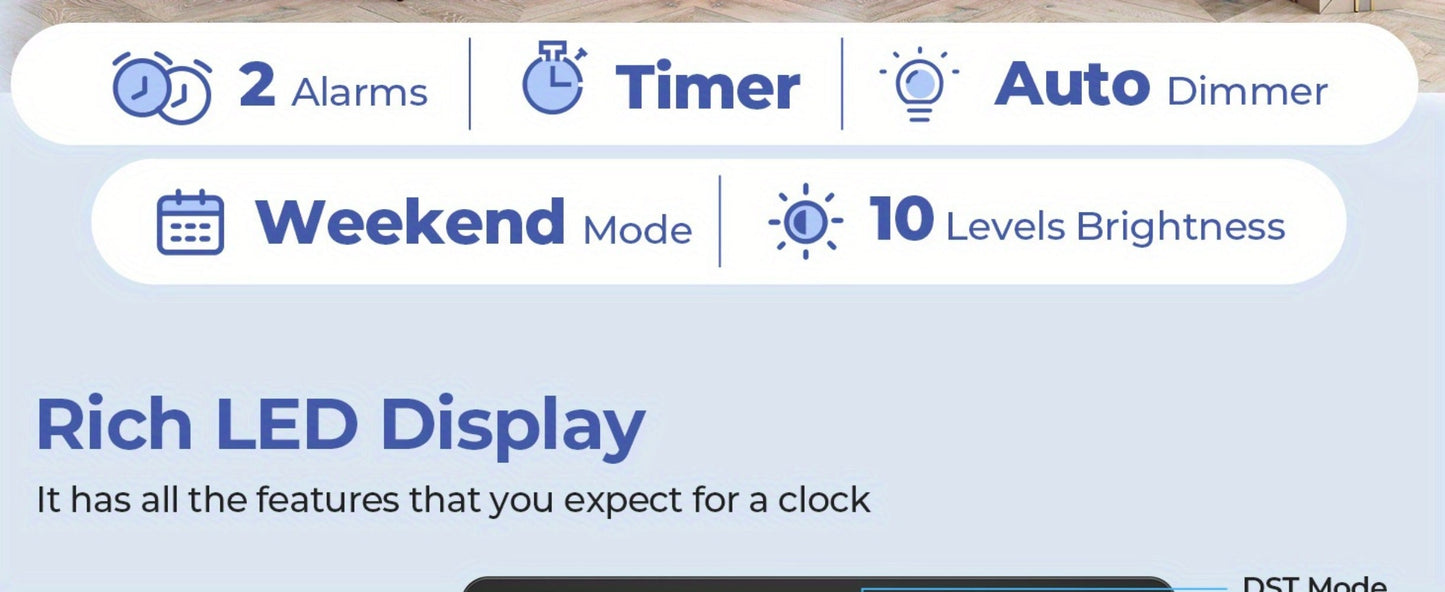 16-Inch Digital Wall Clock with LED Display, Remote, Dimmer Modes, Calendar and Indoor Temperature Readout