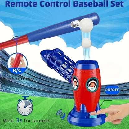 Kids Baseball Pitching Machine Toy Set, Children's Baseball Trainer with Bat, Ball Machine & 10 Balls