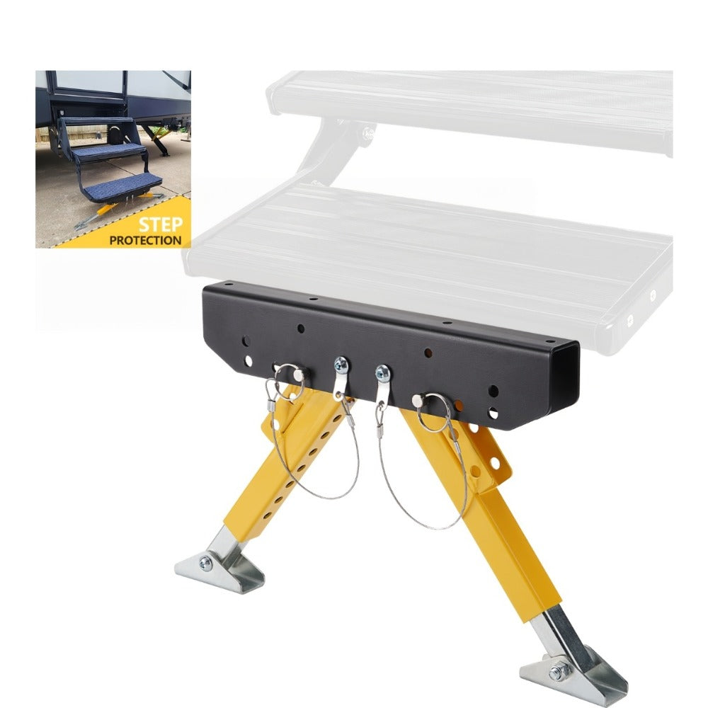 RV Step Stabilizer Kit – Adjustable Foldable Ladder Support for 5th Wheel, Travel Trailer & Motorhome, Eliminates Bounce