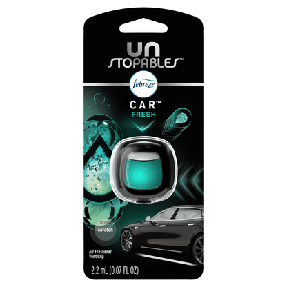Car Vent Clip Air Freshener 3-Pack – Febreze Auto Odor Eliminator, Unstopables Fresh, Evening Woods & Laundry Fresh