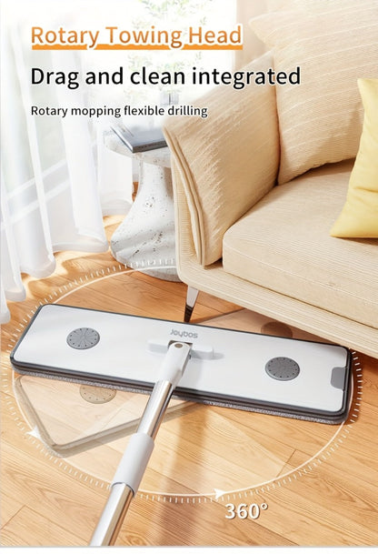 Flat Mop and Bucket Set with Metal Rod 360 Degree Swivel Head Reusable Microfiber Pads for Entryways, Bedrooms and Living Spaces