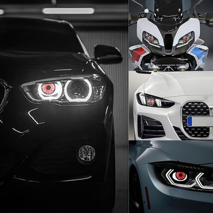LED Demon Eye Lights 6-Mode Adjustable Dynamic Devil Eyes with Lens 12V Off-Road Atmosphere Lighting Kit Car Mod Automotive Decoration