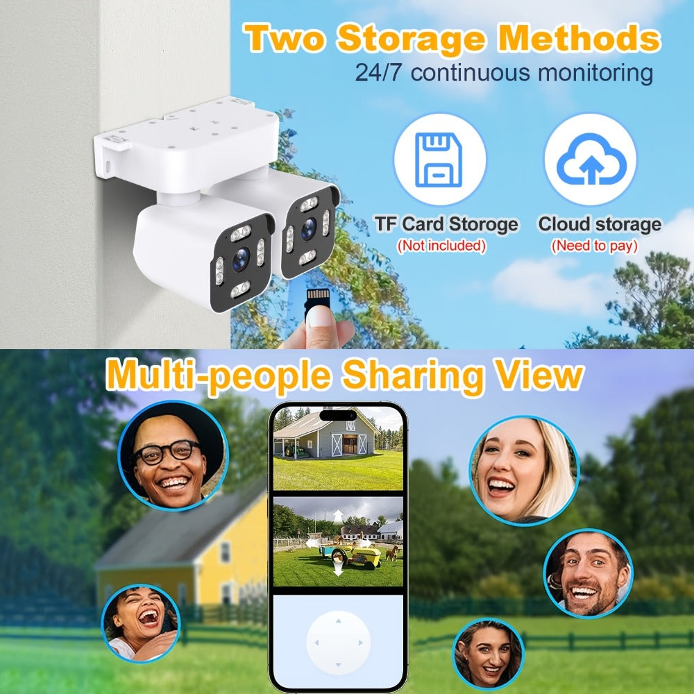 Security Camera 8MP Dual-Lens PTZ Model with 360 Panoramic View, Full-Color Night Vision and IP66