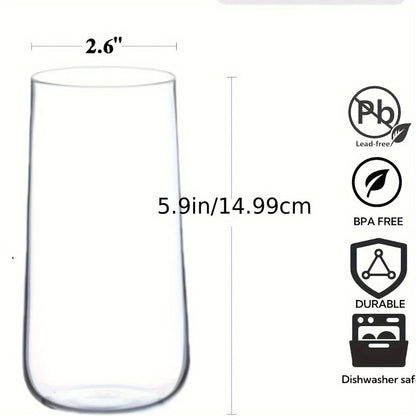 Drinking Glasses Set of 6, 17.5oz Large Clear Crystal Glass Cups, Glassware Set for Water, Juice
