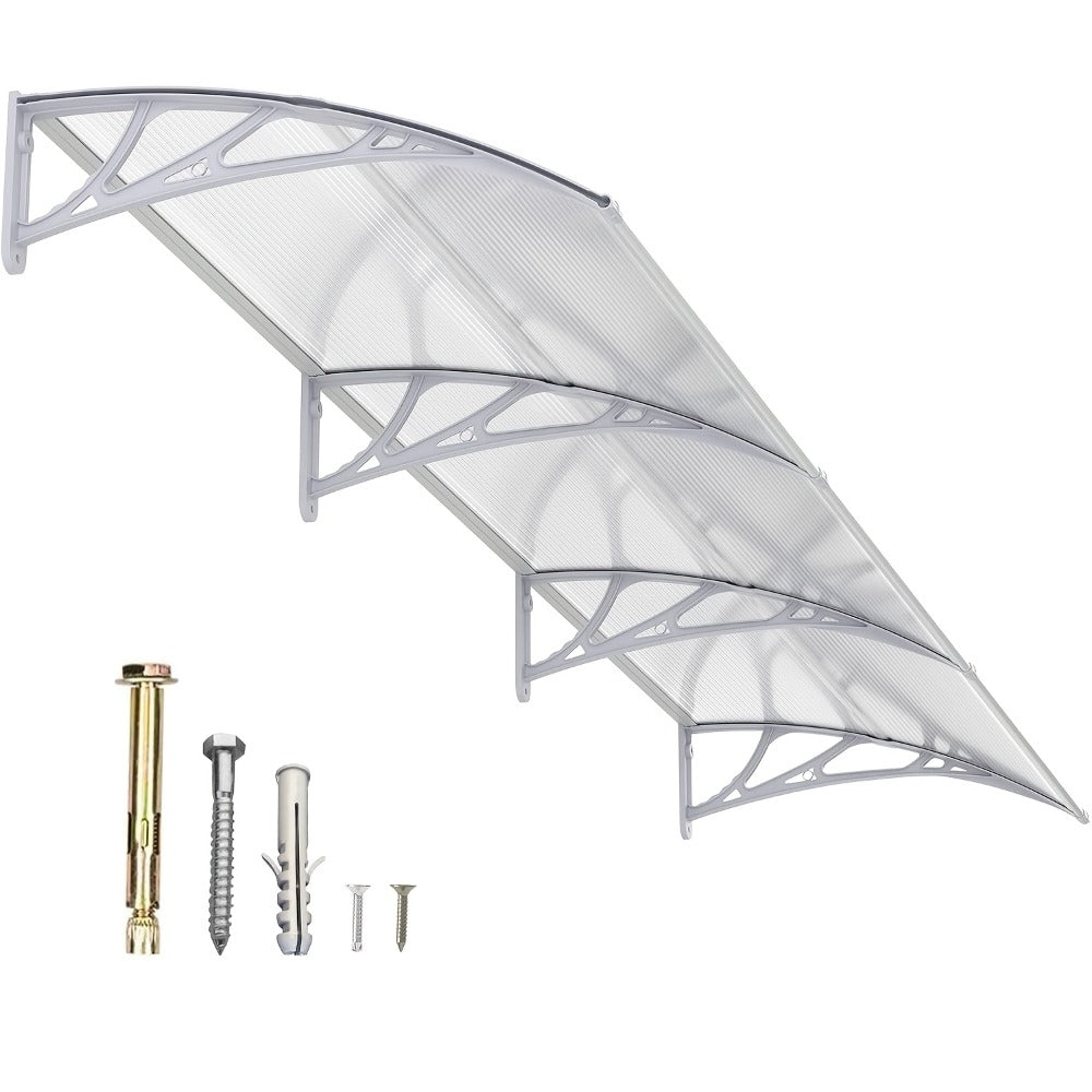 Polycarbonate Window Awning Door Canopy - UV Rain Snow Sun Protection Overhang for Doorways, Patio & Windows