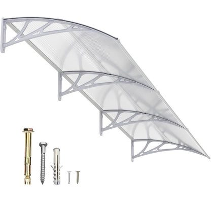 Polycarbonate Window Awning Door Canopy - UV Rain Snow Sun Protection Overhang for Doorways, Patio & Windows