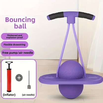Bounce Ball with Handle for Kids & Adults – High-Elasticity Hopper Ball, Durable Wear-Resistant Jumping Ball for Fitness & Outdoor Fun