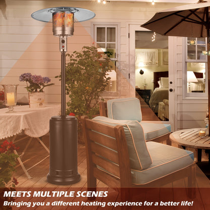 Propane Patio Heater 47000 BTU Outdoor Standing Heater with Wheels, 18-Foot Heating Radius, Fast Heat in 1 Min