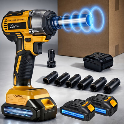 Cordless Impact Wrench 1/2 Inch Brushless, 450N.m 259Ft-lbs High Torque Impact Gun, 3300RPM Variable Speed