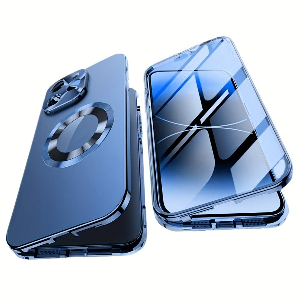 iPhone Anti-Spy Magnetic 2-in-1 Phone Case with All-Round Lens Protection – Complete Drop Protection Cover for iPhone 12 13 14 15 16 Pro Max