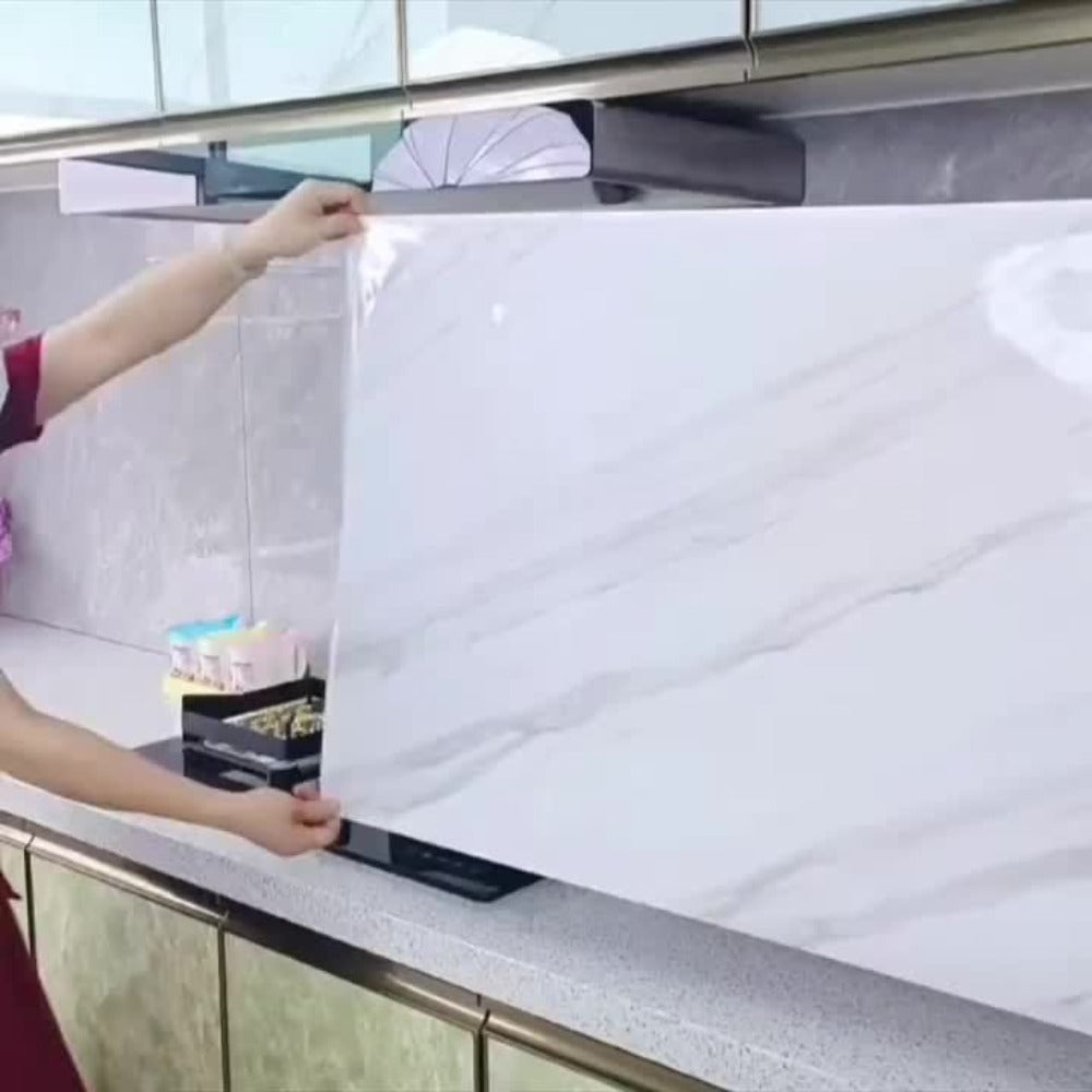 Marble Peel and Stick Wallpaper Roll – Oil-Proof Self-Adhesive Wall Contact Paper for Kitchen Backsplash Bathroom Countertop