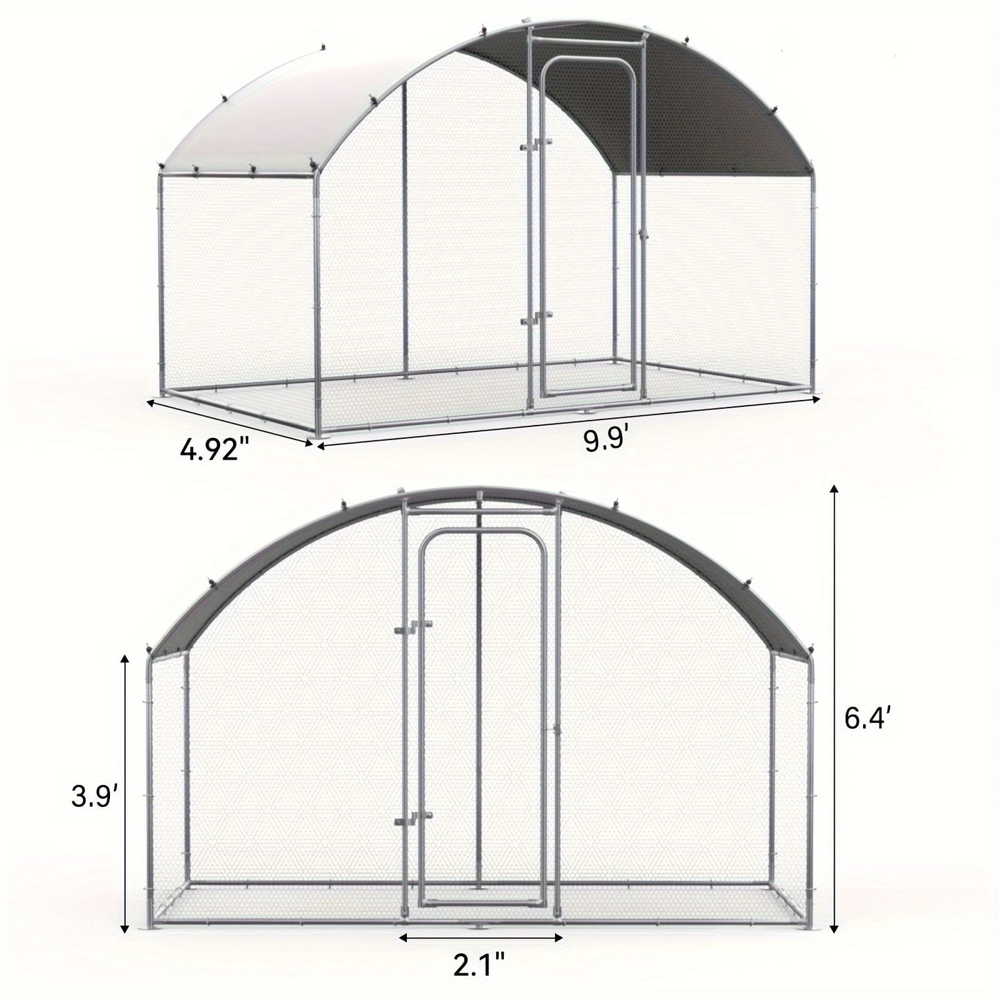 Walk-in Chicken Pen Large Metal Outdoor Poultry Enclosure Cover Yard Cage for Chickens Ducks Rabbits 3 Sizes Available