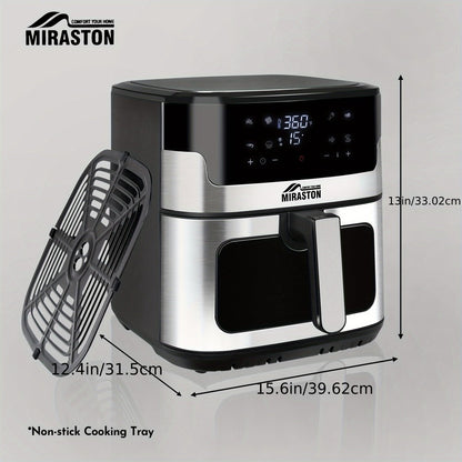 8.5QT Digital Air Fryer 8-in-1 with Touchscreen Display & 8 Presets, 1500W Air Fry, Bake, Roast & Broil, Stainless Steel Basket