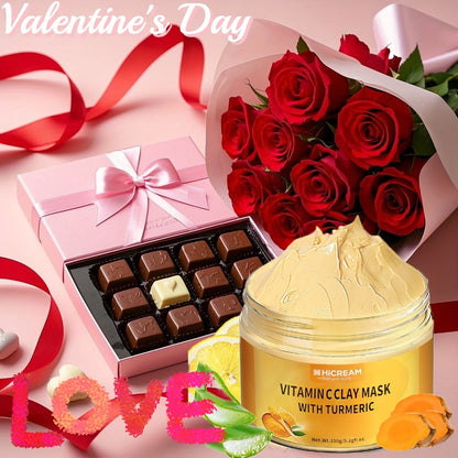 Vitamin C & Turmeric Clay Face Mask 5.29oz / 150g for Bath Time, Home Spa and Personal Care