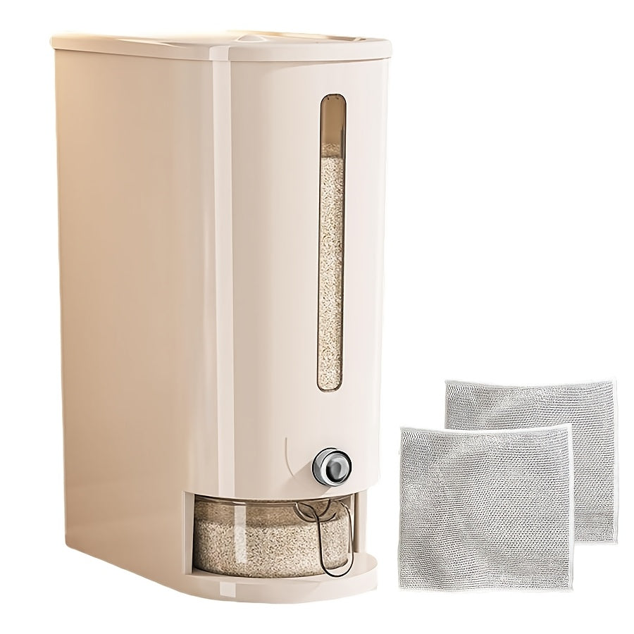 Food Storage Containers PET Rice Bin with Flip-Top Latch, Measuring Cup and 11- or 22-Pound Capacity