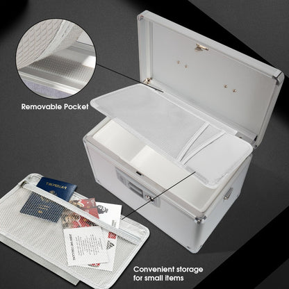 Aluminum Alloy Lockable Medicine Box – Double Layer Large Capacity Storage Box with Key Lock, Handle & Tray for Medicines