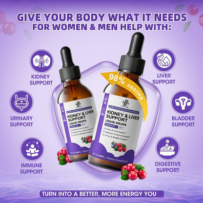 Kidney and Liver Support Drops 27-in-1 Complex - Alcohol-Free Natural Herbal Formula for Liver Health