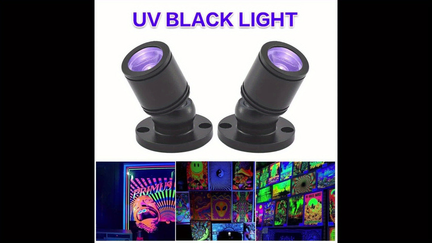 LED UV Blacklight USB Powered Mini Spotlight, Glow Party, Tapestry & UV Reactive Decoration with On/Off Switch
