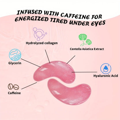 Caffeine Eye Mask 25 Pairs Under Eye Patches with Collagen Hyaluronic Acid Glycerin – Reduces Dark Circles Puffiness Firms & Hydrates Korean