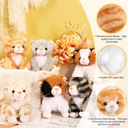Kitten Stuffed Animal Plush Bulk 16 Pack 5 Inch, Assorted Cute Cat Plush Toys for Party Favors, Birthday Gifts