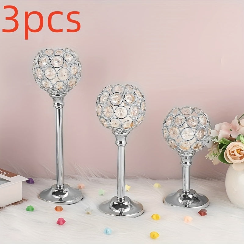 Crystal Candelabra Centerpiece, Gold & Silver Taper Candle Holders for Wedding, Anniversary, Candlelit Dinner
