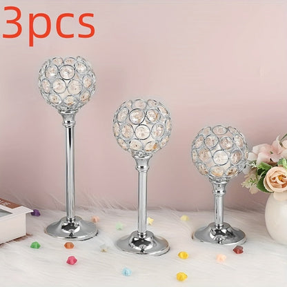Crystal Candelabra Centerpiece, Gold & Silver Taper Candle Holders for Wedding, Anniversary, Candlelit Dinner