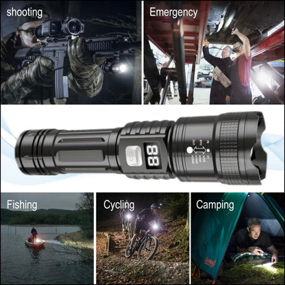 Flashlight Rechargeable 4-Piece Zoom Set with Digital Displays, USB Charging and IP65 Rating