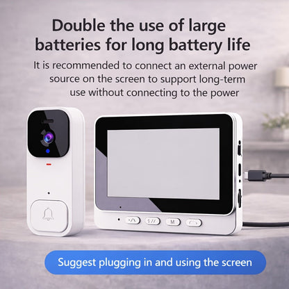 Smart Video Doorbell Wireless Touchscreen Display, Motion Detection 2-Way Audio Local Storage No Subscription