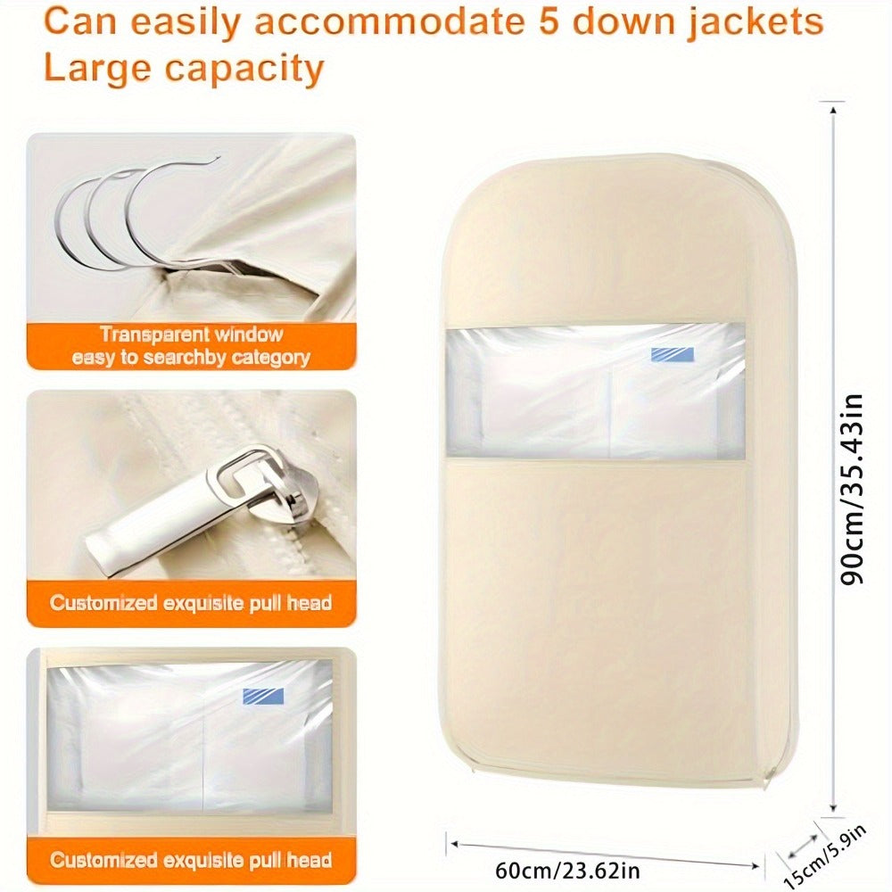 Garment Storage Organizer Bag with Compression Zipper in 35.43 or 43.31 Inch Beige Options