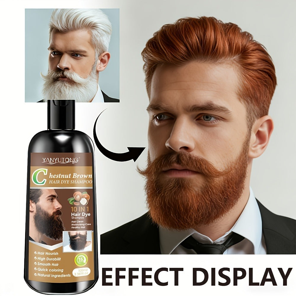 Color Shampoo for Beard & Hair, Natural Plant Dye Formula, Ammonia-Free Quick Gray Coverage
