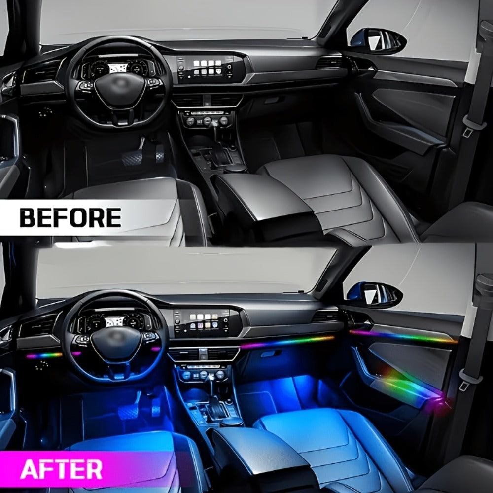 Four-Strip 48-LED RGB Car Interior Light Kit with App, Remote or USB and Remote Control Options