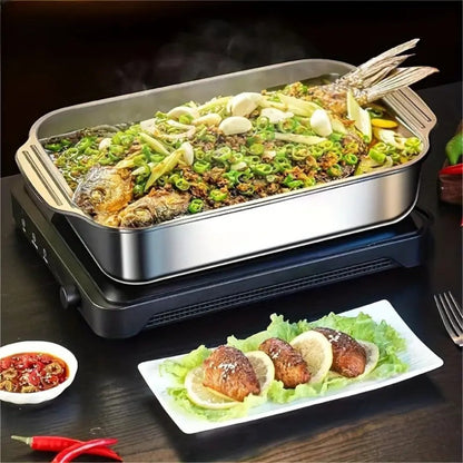 Stainless Steel Baking Trays with Lids – Large Capacity Sheet Pan Set for BBQ, Bread, Desserts, Seafood & Buffets | Family Gatherings