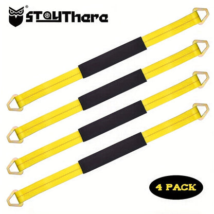 Axle Tie Down Straps 2" x 36" – Heavy Duty Car Tow Straps with D-Rings & Protective Covers for Car, Truck