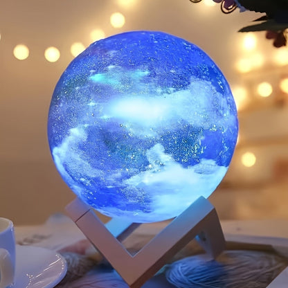 3D Moon Lamp 16 Colors LED Night Light with Remote Control USB Powered Solid Wood Stand for Entryways, Bedrooms and Living Spaces