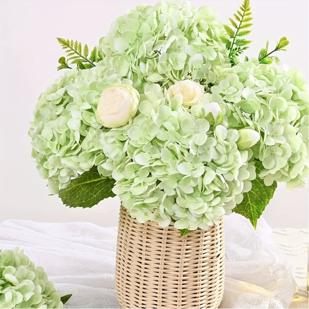Artificial Flowers 21-Inch Full-Latex Hydrangea Stems in 4 or 8-Piece Sets with Flexible Wire