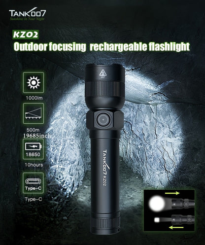 Mini LED Flashlight 18650 Rechargeable Battery, Adjustable Focus & Brightness Zoomable Compact Torch