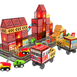 Firefighting-themed magnetic tiles
