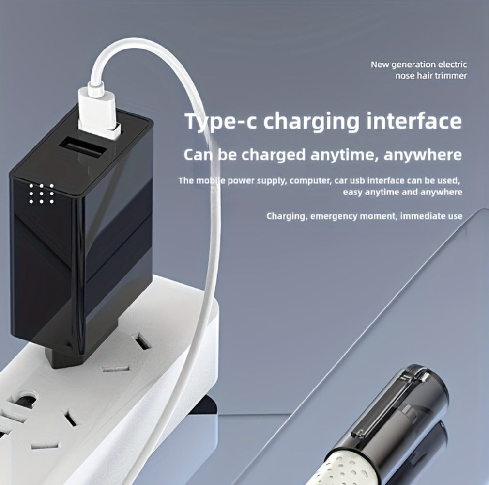 Nose Hair Trimmer Electric – USB Rechargeable Stainless Steel Unisex Trimmer for Nose, Ear & Eyebrow Hair, No-Pull Painless Cutting