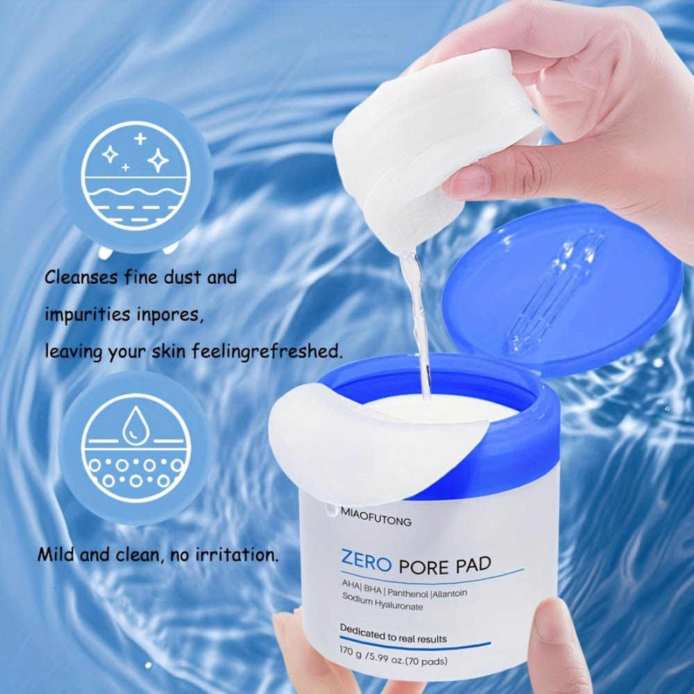 Exfoliating Cleansing Pads with Hyaluronic Acid & Rose Water 70 Count - Dual-Texture Deep for Bath Time, Home Spa and Personal Care
