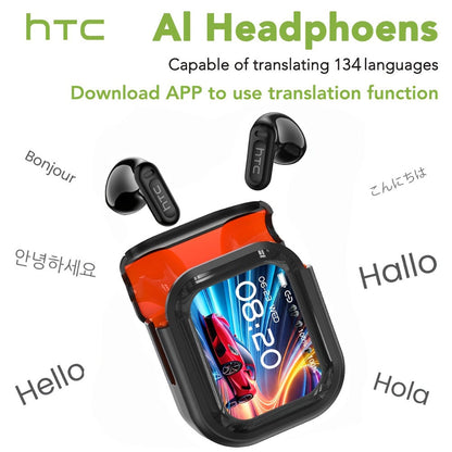 131 Language AI Translator Headset HTC NE20 Wireless 6.0 Smart LCD Touch Screen Gaming for Bedside Audio, Alarms and Room Entertainment