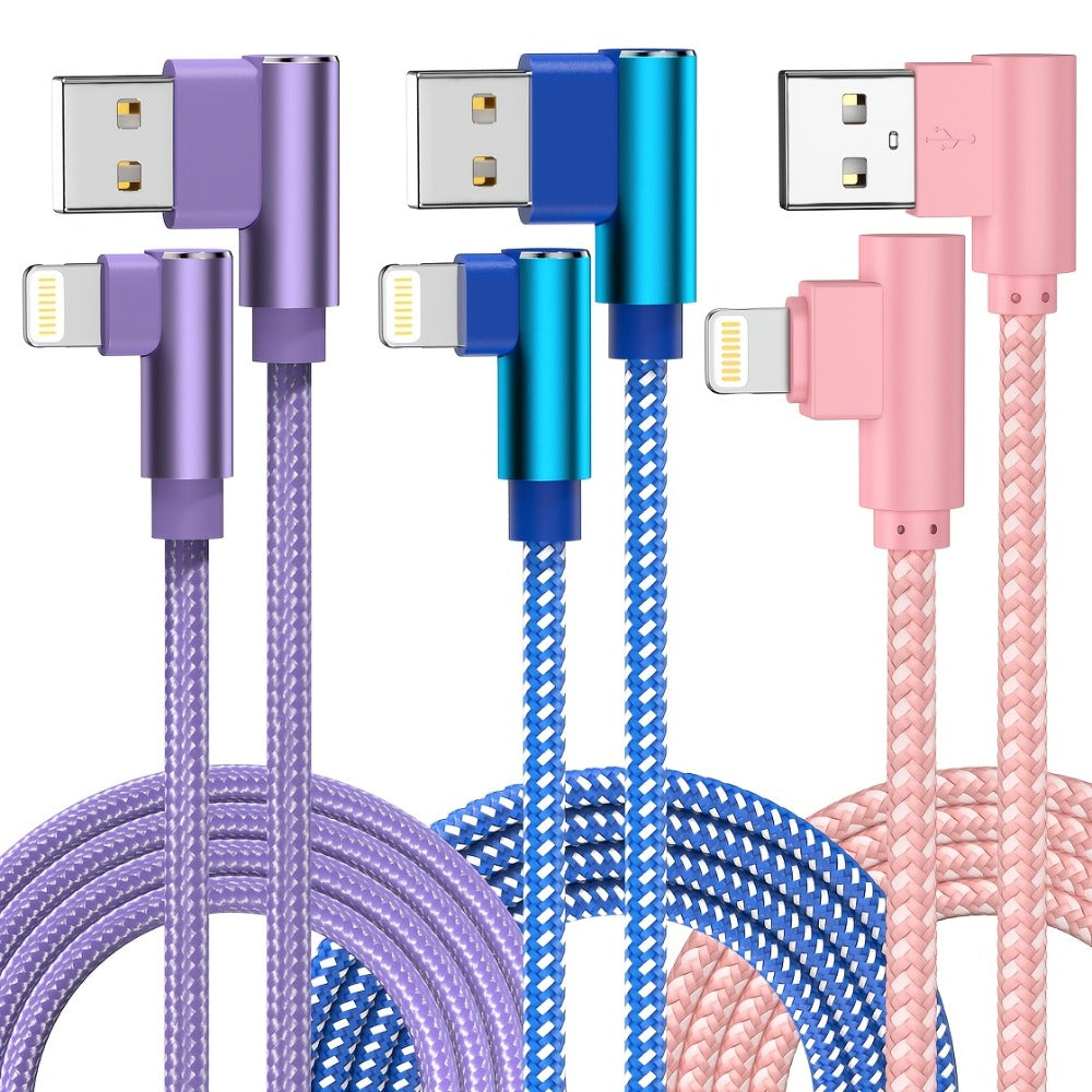 10ft Nylon Braided Lightning Cable 3-Pack MFi, USB-A to Lightning iPhone Charger Cord for iPhone 14 13 12 11 Pro Max XS XR X 8 7 SE