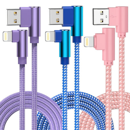 10ft Nylon Braided Lightning Cable 3-Pack MFi, USB-A to Lightning iPhone Charger Cord for iPhone 14 13 12 11 Pro Max XS XR X 8 7 SE