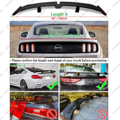 Universal Rear Spoiler Wing 54 Inch – ABS Pro Style Trunk Lid Spoiler, UV-Resistant, Fits Honda Toyota Subaru BMW Dodge Sedan Hatchback